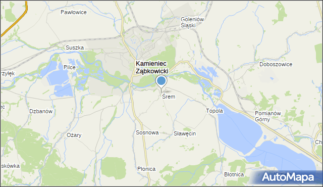 mapa Śrem, Śrem gmina Kamieniec Ząbkowicki na mapie Targeo